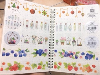 Băng dính trang trí washi tape mẫu chủ đề TRÀ CHIỀU gồm bánh ngọt và các loại dâu 🍓🍰