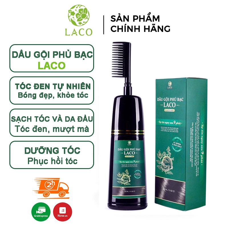 [Mã BMLTB200 giảm đến 100K đơn 499K] Dầu Gội Phủ Bạc Laco Black Hair 200ml giúp tóc đen tự tin sau 9 phút