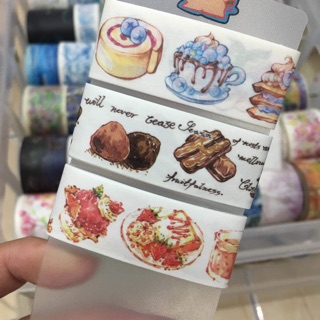 Băng dính trang trí washi tape mẫu chủ đề TRÀ CHIỀU gồm bánh ngọt và các loại dâu 🍓🍰