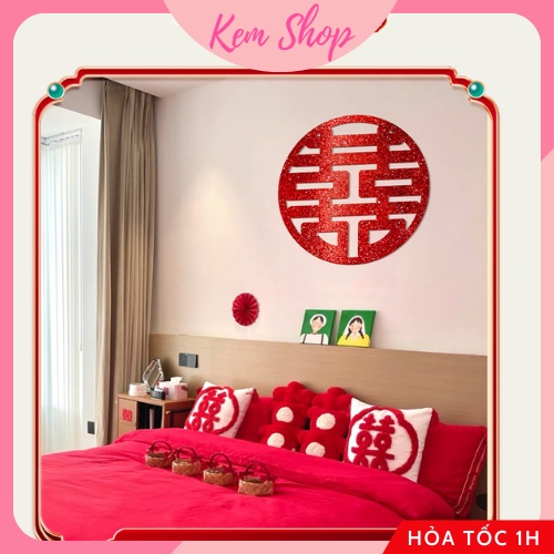 Chữ hỷ kim tuyến trang trí đám cưới, tiệc cưới, xe cưới - Kem Shop K280