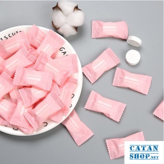 [100 viên Tặng túi gấu] Combo 100 Khăn giấy nén du lịch, khăn khô nén viên kẹo Hàn Quốc bỏ túi tiện lợi