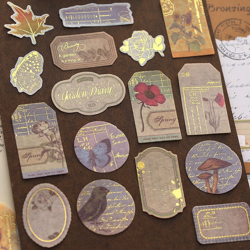 Sticker vintage cổ điển trang trí sổ dán laptop dán tường tem phong cảnh retro set 40 nhãn dán HD219 - K62