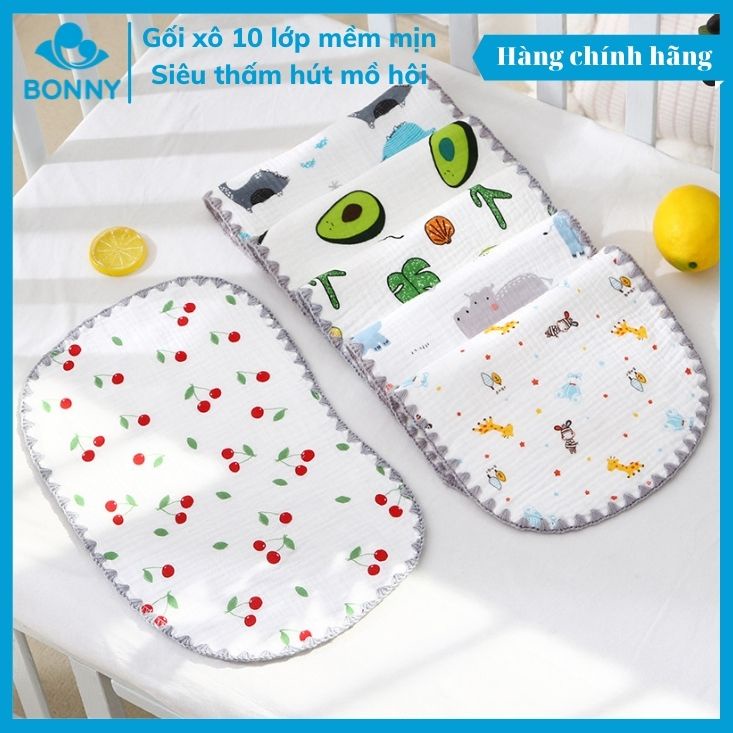 Ảnh Gối Xô BONNY 10 Lớp Siêu Mềm Mại Và Thấm Hút Mồ Hôi Dành Cho Bé (KT:40x25Cm) 1