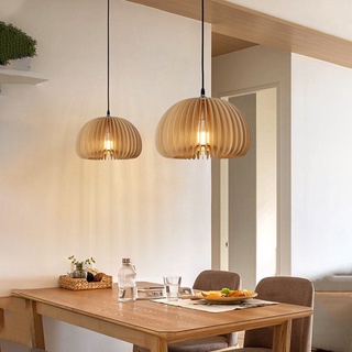 AIMI Thiết Kế Nhật Bản Vintage Basswood Nhà Bếp Đèn Trần Ăn Đèn Chùm Bí Ngô Mặt Dây Chuyền Đèn Nhà Hàng Tre Đèn Chùm