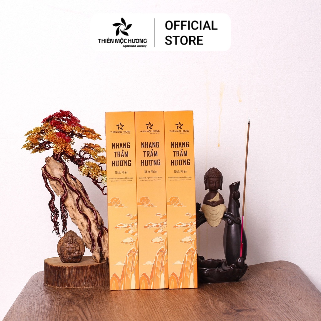 Mô tả Nhang trầm hương loại 12 năm tích trầm Thiên Mộc Hương hương trầm dịu ngọt dài 30cm, 85gram - 1