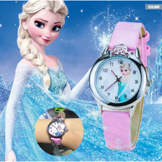 PS1 Bán dễ thương frozen Elsa trẻ em hoạt hình đồng hồ bé trai và bé gái Đồng hồ đông lạnh mặt số nhỏ đồng hồ thạch anh quà tặng đông lạnh B