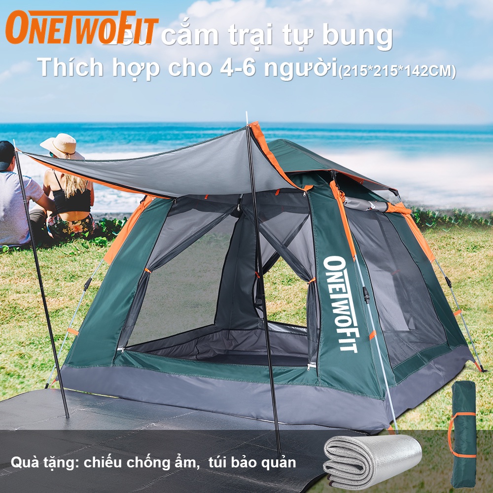 OneTwoFit Lều cắm trại tự bung , lều du lịch dã ngoại dành cho 4-6 người, chống thấm nước, chống tia UV OT039801