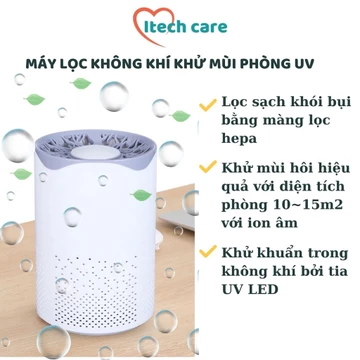 Máy Lọc Không Khí Mini Để Bàn Lọc Bụi Mịn Có Led UV Khử Khuẩn Khử Mùi Air Purifier Tại Itechcare
