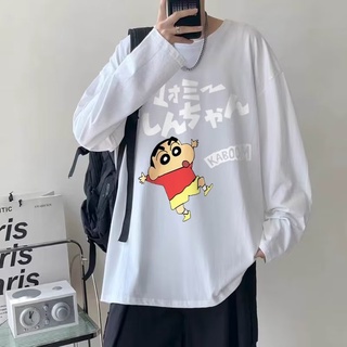 Áo Thun Tay Dài Dáng Rộng In Hình Cậu Bé Bút Chì Shin Size M-3XL Thời Trang Đường Phố Cho Nam Và Nữ