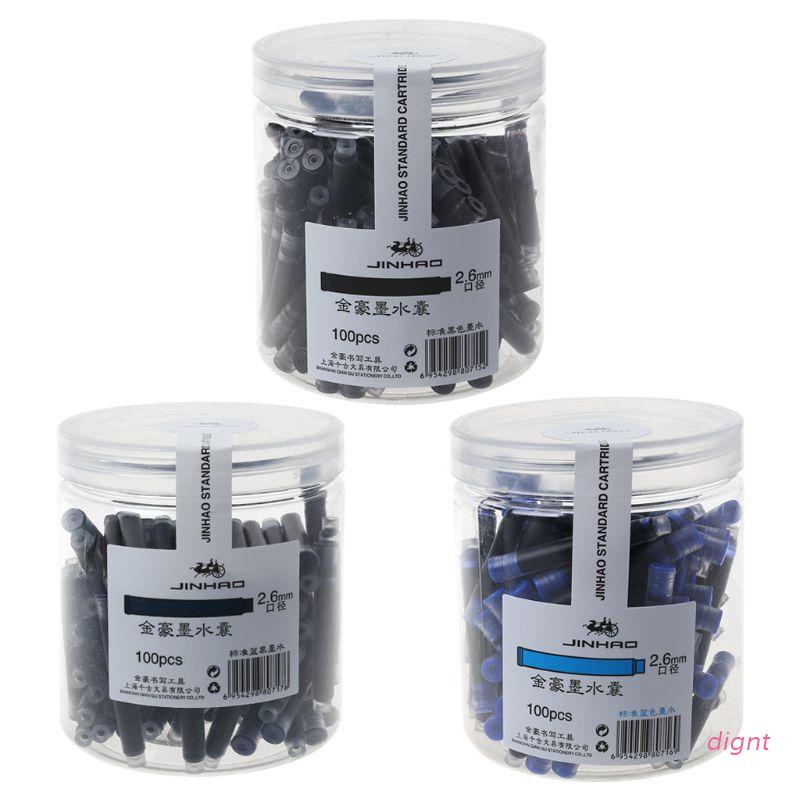 100pcs Jinhao Universal Black Blue Fountain Pen Ink Sac Cartridges 2.6mm Refills