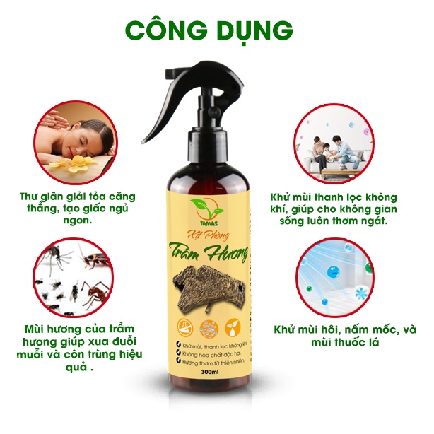 Ảnh Xịt Phòng Thơm Lâu Trầm Hương TAMAS Chai 100-300ml, Khử Mùi, Thơm Dai, Quyến Rũ Như Hương Thơm Nước Hoa 2