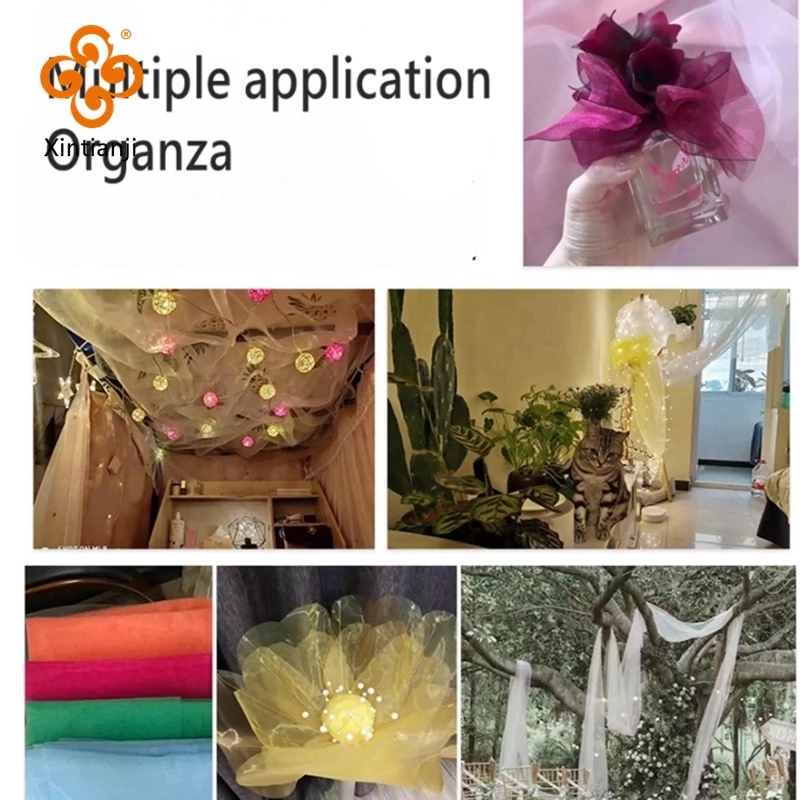 1 Sân Vải Organza Polyester Chắp Vá Vải Cho Váy Búp Bê Vải Và Trang Trí Đám Cưới Organza TJ0031