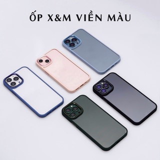 Ốp lưng X&M trong cứng viền dẻo màu cho iP 12promax/13/13pro/13promax/14/15/pro/promax