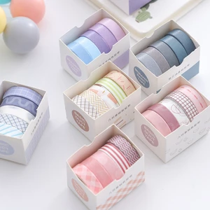 Bộ 5 Cuộn Băng Keo Washi Nhiều Màu Sắc Dùng Trang Trí Sổ Tay Đẹp Mắt