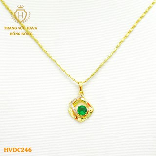Dây Chuyền, Vòng Cổ Nữ Mặt Đính Đá, Titan Xi Mạ Vàng Non 24k Cao Cấp - Trang Sức Hava Hong Kong
