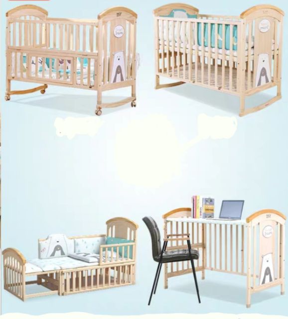 GIƯỜNG CŨI GỖ ĐA NĂNG  AiLiQi  KÈM ĐỆM  QUÂY MÀN