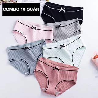 3 QUẦN LÓT NỮ COTTON TĂM ĐÍNH NƠ THOÁNG KHÍ ( DÀNH CHO NGƯỜI DƯỚI 50KG )