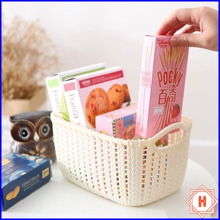 RỔ NHỰA GIẢ ĐAN MÂY QUAI CẦM TRÒN TIỆN LỢI { H }