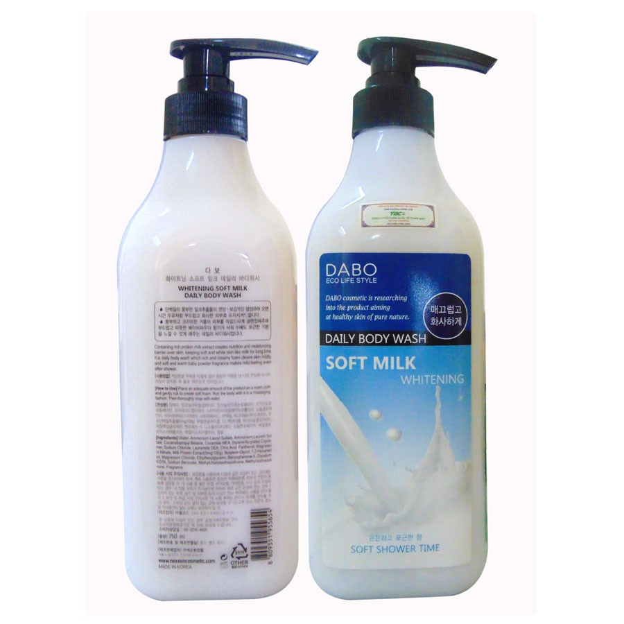 Ảnh Hàng Chính Hãng – Sữa Tắm Trắng Mịn Da Tinh Chất Sữa Tươi Cao Cấp DABO Whitening Soft Milk 750ml 2