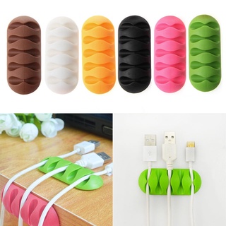 Thanh silicon 5 khe / 5 lỗ gắn cố định dây cáp sạc, dây điện,tai nghe, sắp xếp gọn gàng dây nhợ cho bàn làm việc, xe hơi