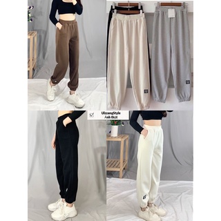 Quần Jogger Bo Gấu Trơn Len Tăm Nữ Unisex 2434/806