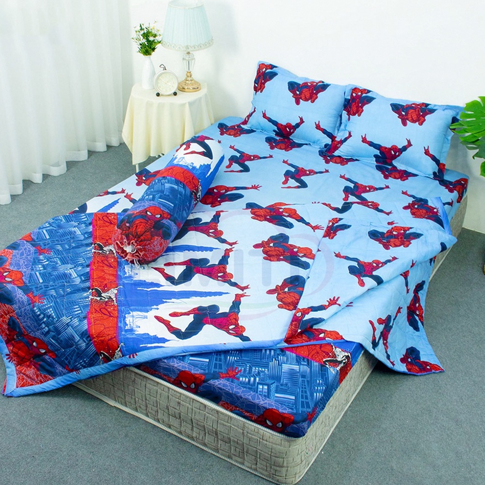 Ảnh Ga gối Poly Sét 3 Món Ga + 2 Vỏ Gối | Mẫu Người Nhện (được chọn mẫu) 1