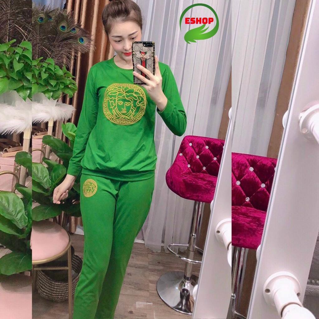 Đồ bộ nữ tay dài quần dài bigsize ESHOP đồ bộ thu đông nữ đẹp dễ thương thun cotton mặc nhà xinh Bộ ngủ mùa đông DB799