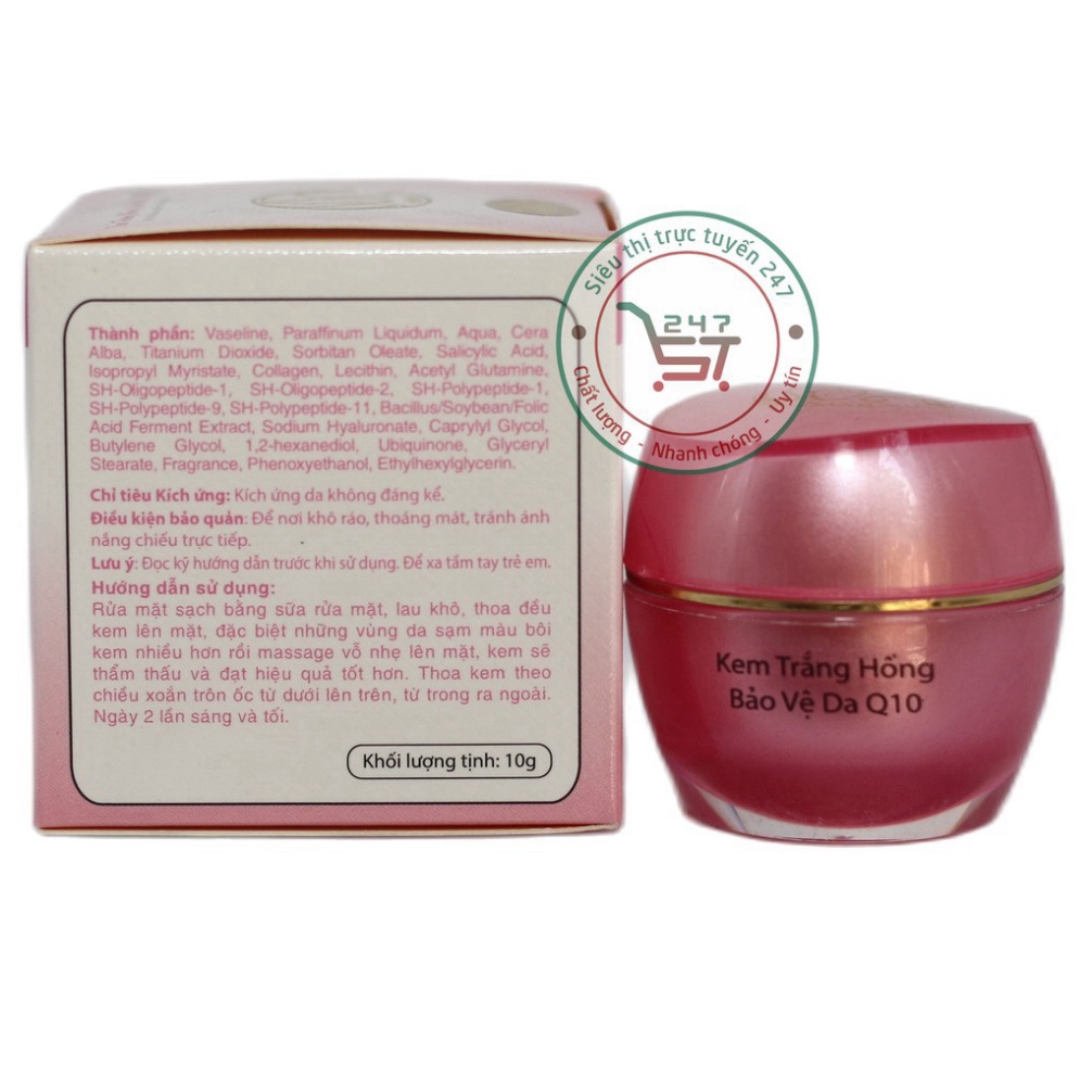 Kem dưỡng Trắng da mặt Chống nắng Dưỡng ẩm Se khít lõ chân lông nhau thai cừu Collagen SON Q10 (Hồng-trắng)