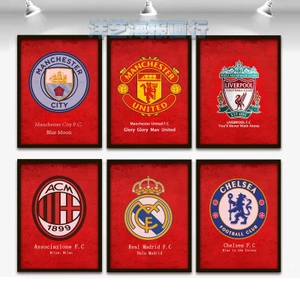 Đội Bóng Đá Ký Logo Trang Trí Tranh Manchester United Liverpool AC Milan Real Madrid Canvas In Chelsea Tottenham Poster Cho Gia Đình Nghệ Thuật Treo Tường