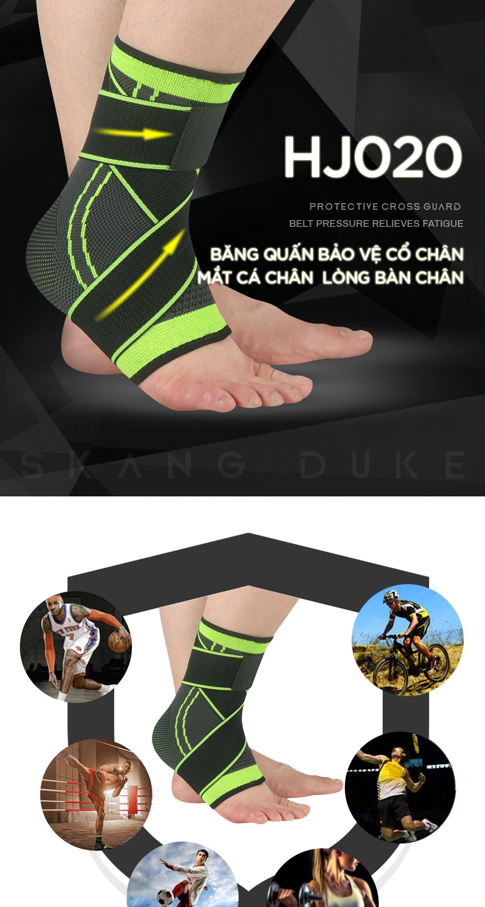 Mô tả Băng Quấn Bảo Vệ Cổ Chân Chính Hãng Băng Cổ Chân Mắt Cá Chân Chất Liệu Thun Thoáng Mát Cleacco BQBVCC Boro Sport - 1