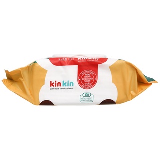 Khăn ướt có nắp KinKin hương trà xanh, không mùi gói 100 miếng