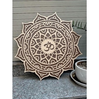 Tranh Gỗ Mandala Chữ Om Treo tường điêu khắc Hoa Mandala chữ Om decor trang trí phòng yoga nhà cửa quán cafe homestay