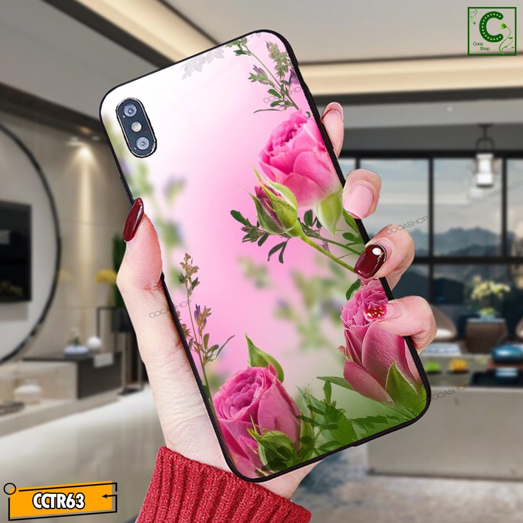 Ốp iPhone Mặt Kính Nano Dẻo - Tình Yêu Hoa Hồng