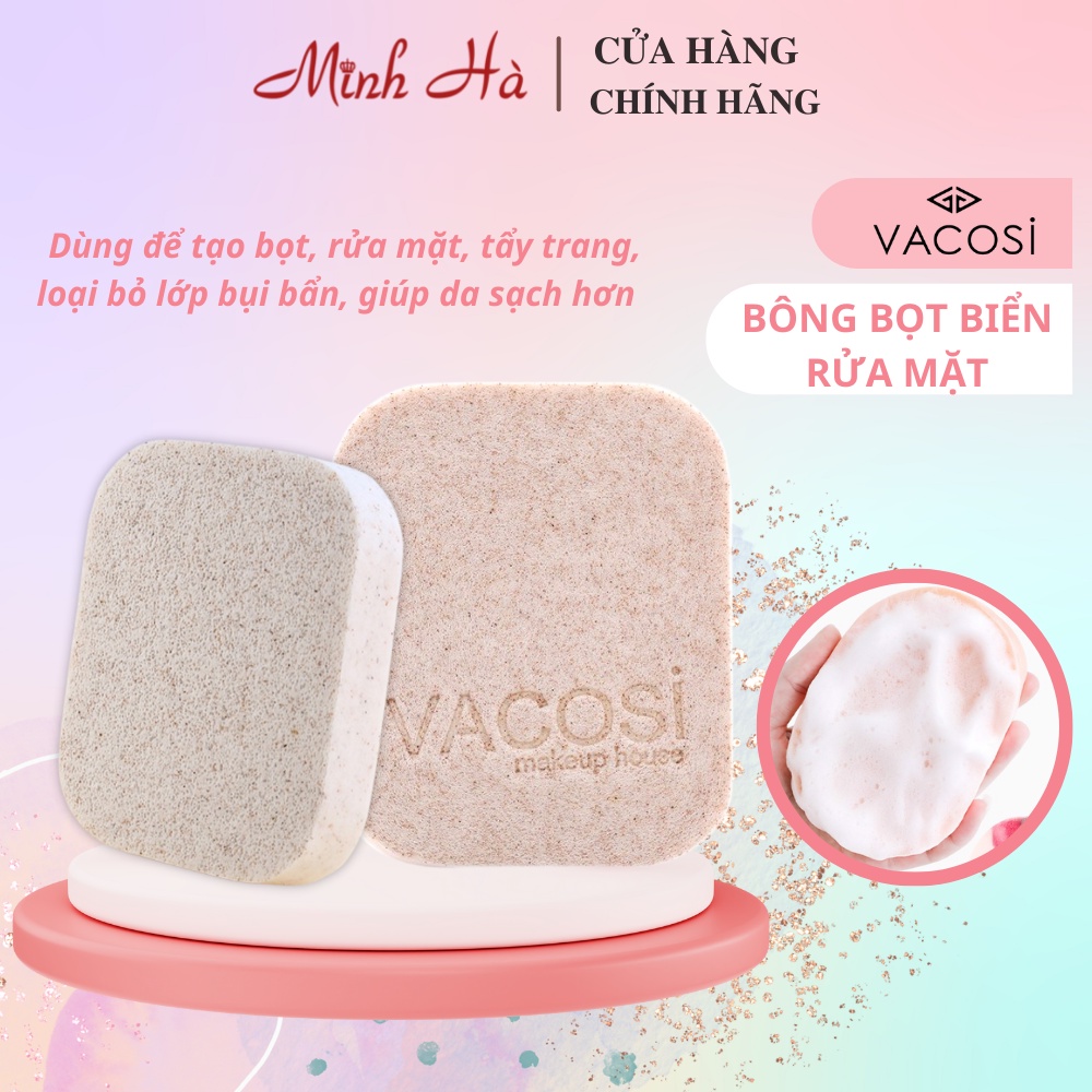 Bông bọt biển rửa mặt Vacosi Pink Cleansing Sponge BP26 giúp da sạch hơn