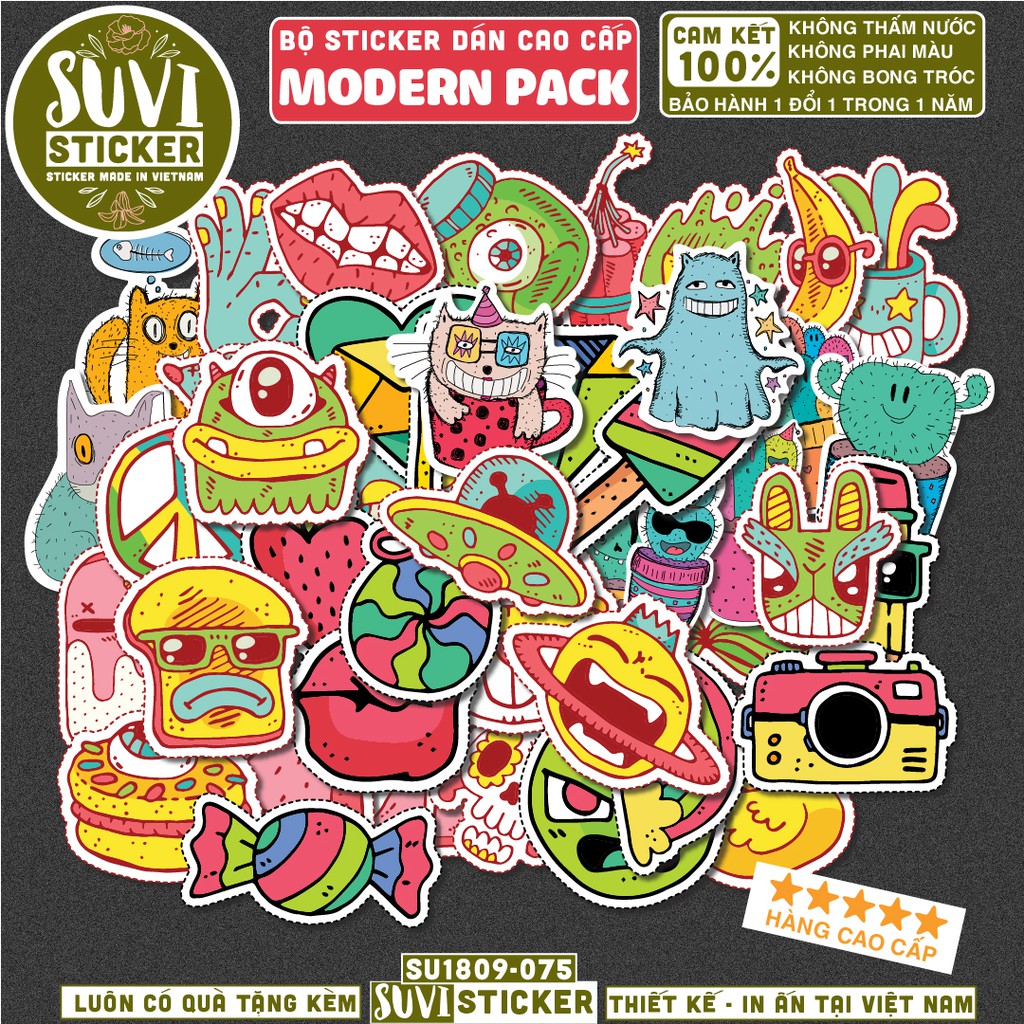 50 Sticker dán Modern Pack Set chống nước sticker dán nón bảo hiểm, xe ...