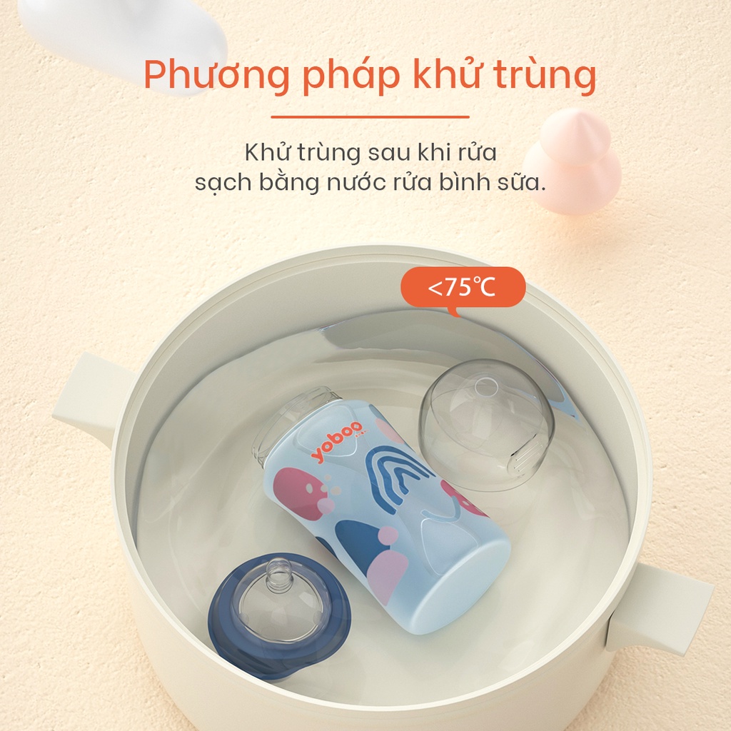 Mô tả Bình sữa thủy tinh cổ rộng Yoboo YB-0043/0044 bọc silicon cảm biến nhiệt - Chính hãng - 9