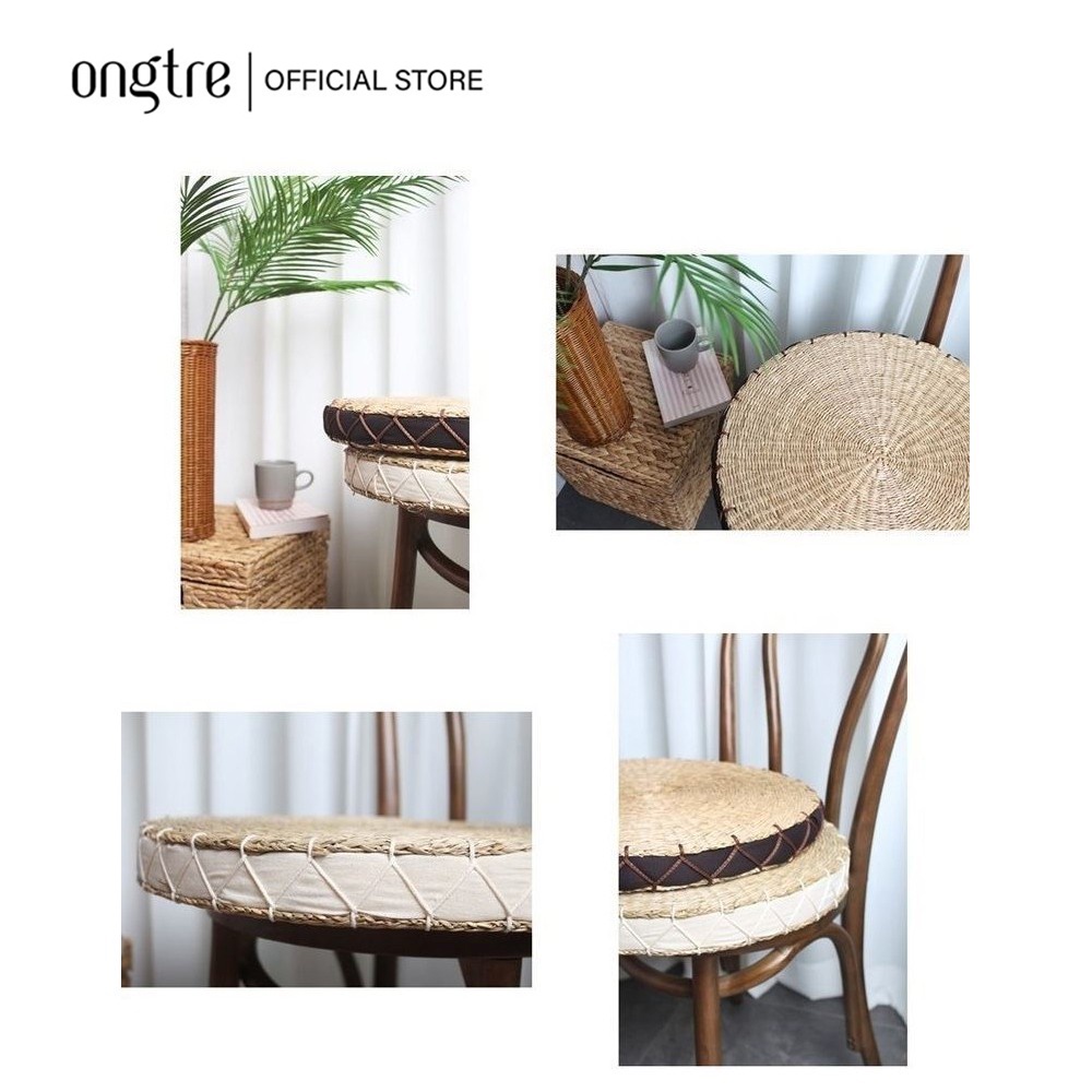 Đệm Ngồi Cói ONGTRE Hình Tròn, Vuông 45cm, Nệm Ngồi Bệt Thoáng Khí, Đệm Lót Ghế Decor Phòng Khách, Cafe, Homestay