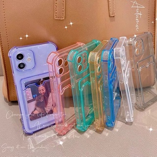 Ốp lưng Trong Suốt Cho iPhone 11 12 Pro Max Mini XS Max XR X 8 7 Plus SE 2020 Túi Đựng Thẻ Ốp Lưng Trong Suốt T10