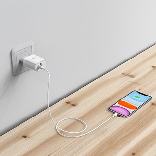 Củ sạc 2 cổng USB Hoco C80A chân tròn USB-A QC3.0 18W và Type-C PD20W (Trắng) - Phụ Kiện Nhất Tín
