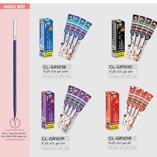 Ruột Bút Gel 0.5mm, Ngòi Bút Gel Nước CLASSMATE Mực Xanh Đen Đỏ Tím Nét Trơn Và Nhanh Khô CL-GR101