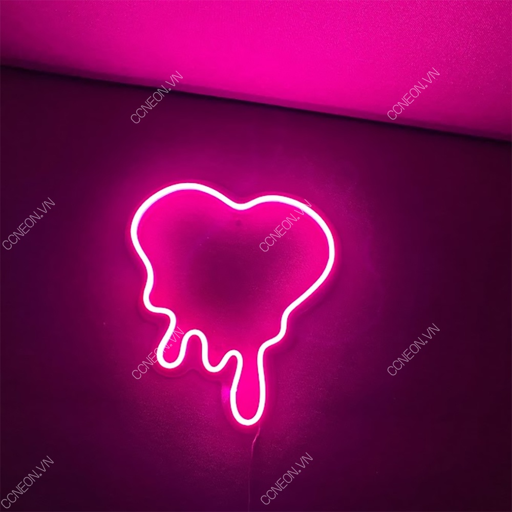 [kèm quà tặng] Đèn Trang Trí Led Neon Sign Trái Tim Tan Chảy [27x25 cm] | Quà tặng cực chất| Đèn trang trí phòng ngủ
