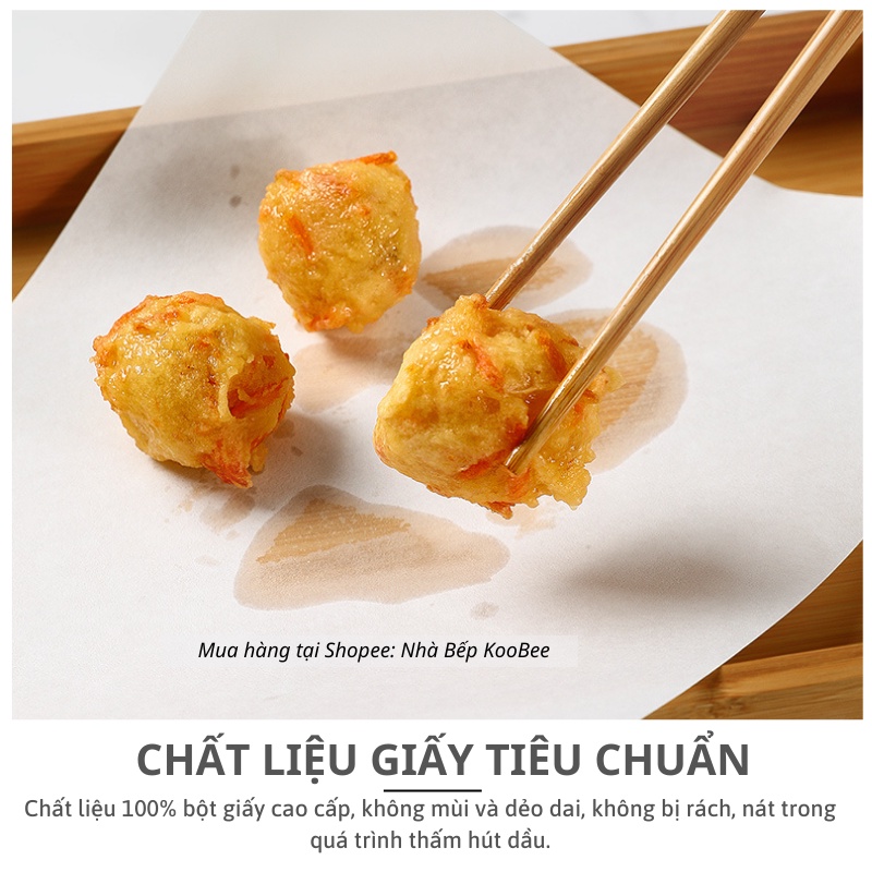 Set 140 Tờ Giấy Thấm Dầu Thực Phẩm KOOBEE – Giấy Thấm Hút Dầu Mỡ Chiên Rán, Canh Súp, Lẩu, Đồ Nướng | PKB10