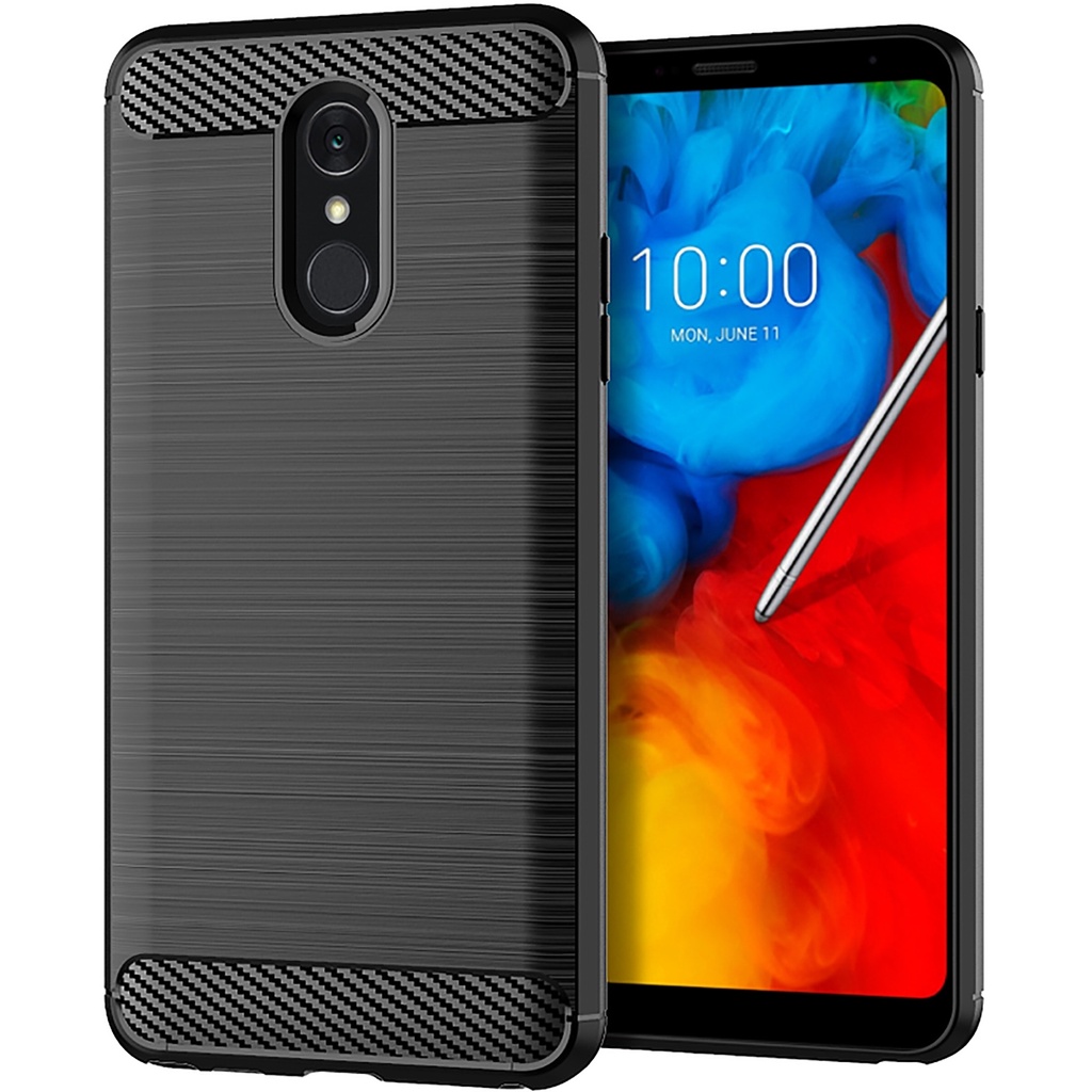 Sọc chải sợi Carbon LG Q8 2018 / Q Stylo + Q Stylus Alpha Stylo4 plus + Vỏ điện thoại tpu silicon mềm Vỏ bảo vệ chống sốc