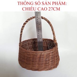 Giỏ Mây Đan Cắm Hoa size 22cm Trang Trí Nhà Cửa, Decor Chụp Ảnh