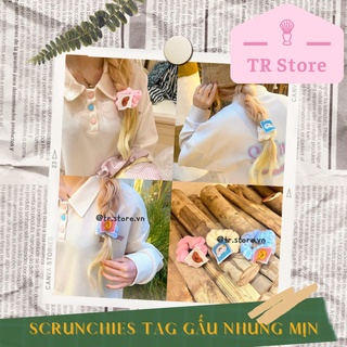 Scrunchies tag gấu cột tóc nhung mịn xinh