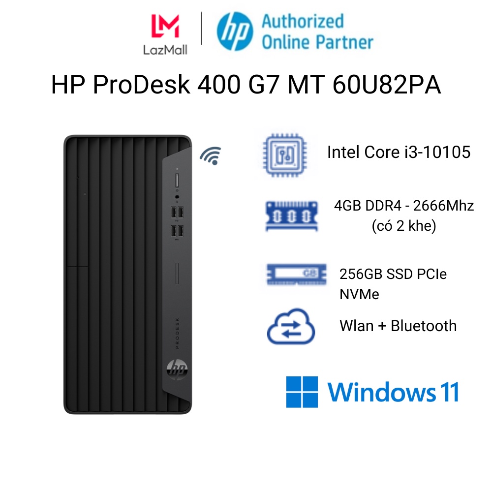 [Mã ELHP12 giảm 12% đơn 10TR] Máy tính để bàn đồng bộ HP ProDesk 400 G7 MT 60U82PA (i3-10105)