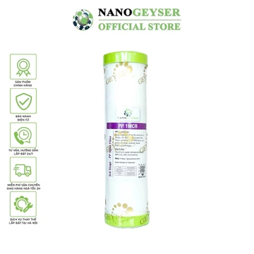 Lõi PP 1 Micron Nano Geyser, Lõi lọc nước số 3 máy RO, Dùng cho các dòng máy lọc nước RO, Kangaroo, Karofi, Aqua...