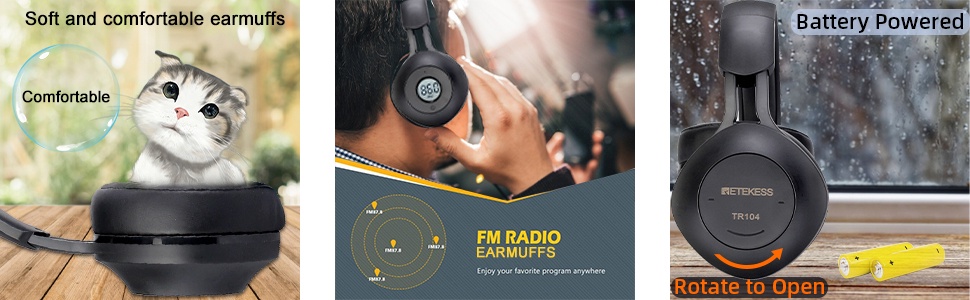 Mô tả Tai nghe radio FM kỹ thuật số Retekess TR104 bảo vệ thính giác có đầu vào AUX - 3
