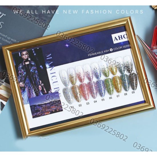 SET Sơn gel AS mã AHC mẫu chai đỏ nhọn 9 chai 15ml siêu HOT siêu xịn
