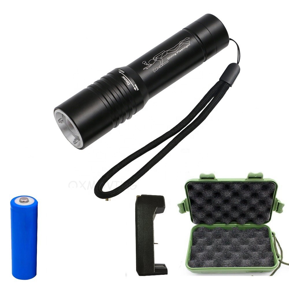 Đèn pin nhôm chuyên nghiệp, IP68, chống thấm 50m, sạc được